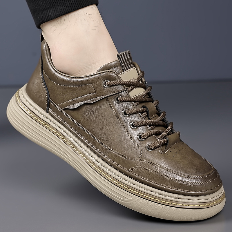 Men's Trendy Lightweight Soft-Soled Casual Leather Sneakers